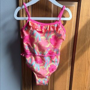 Girls' Pink Betsey Johnson Floral One-Piece Swimsuit Size 4
